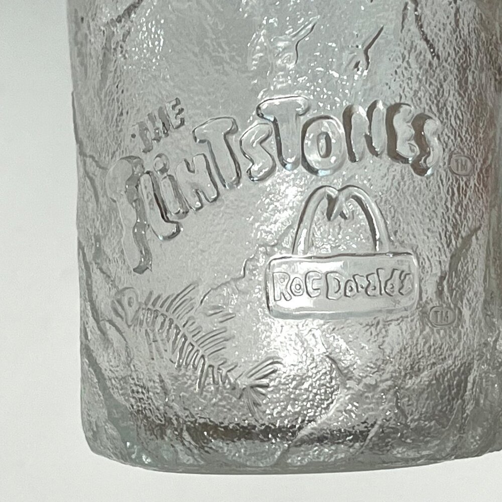 Vintage RocDonalds Flintstones Collectible Frosted Glass Mug 1993